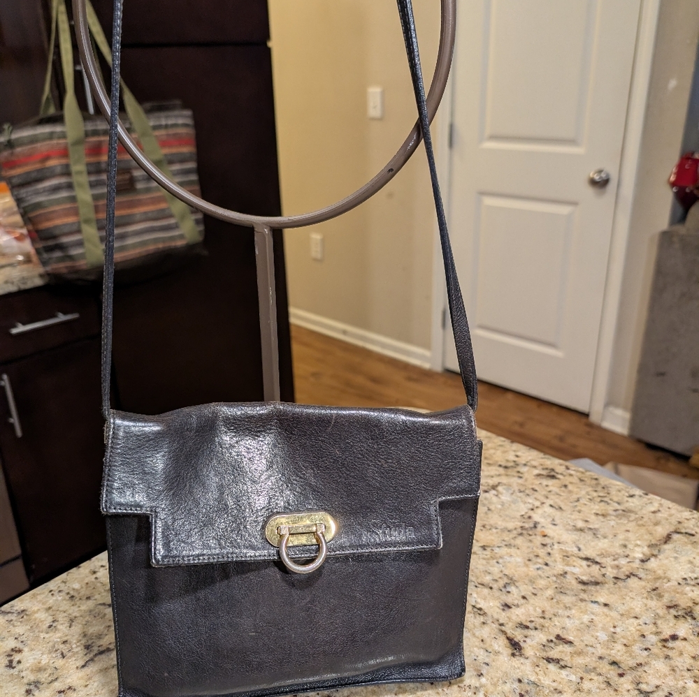Furla Authentic Elegant Vintage  Black Leather Shoulder Bag